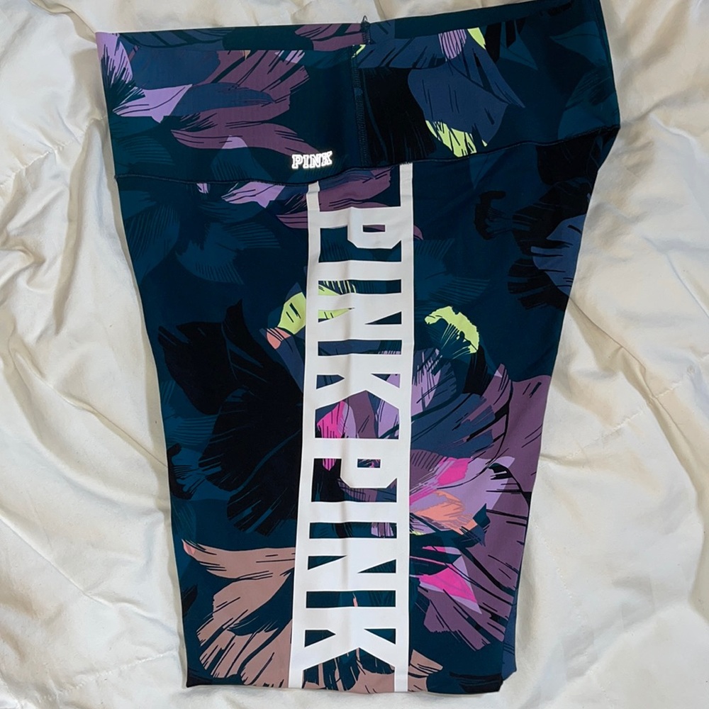 Pink bonded floral tights